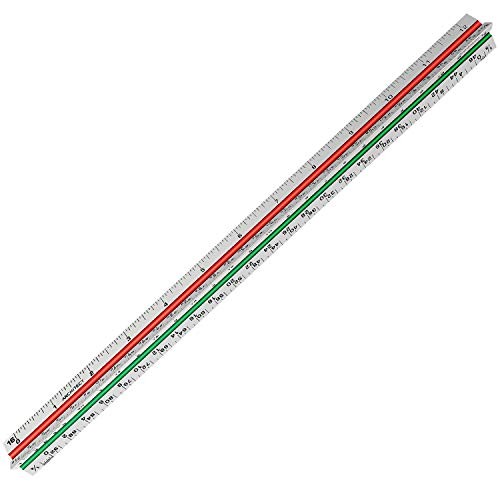 12" Architectural Scale Ruler Aluminum Architect Scale Triangular Tricolor