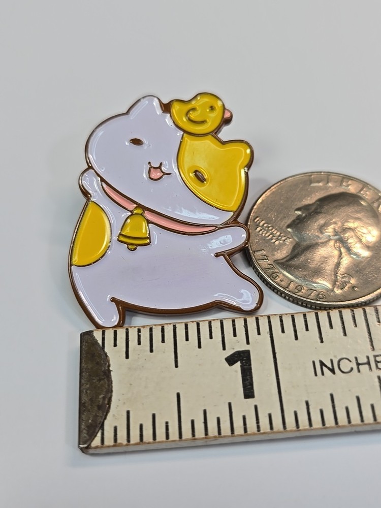 Cat With Yellow Duck Lapel Pin