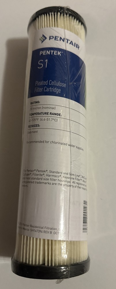 Pentair Pentek S1 Sediment Water Filter, 10-Inch, Under Sink Pleated Cellulos...