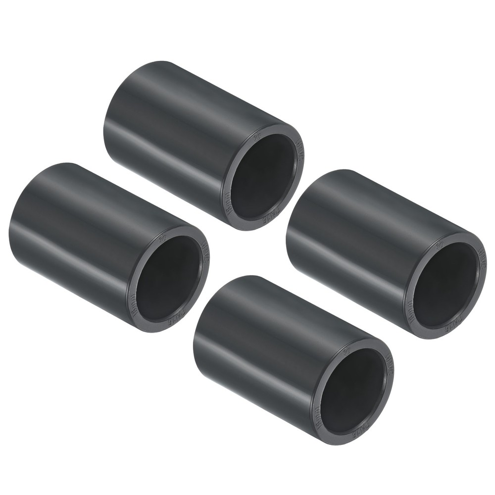UPVC Pipe Fitting 18mm Socket, 4 Pack Straight Couplings, Dark Grey