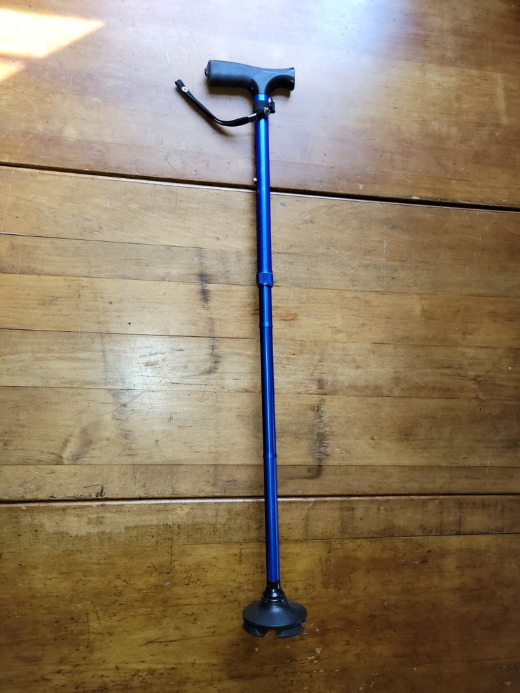 Walking Cane Foldable, Adjustable, Collapsible, Free Standing Blue