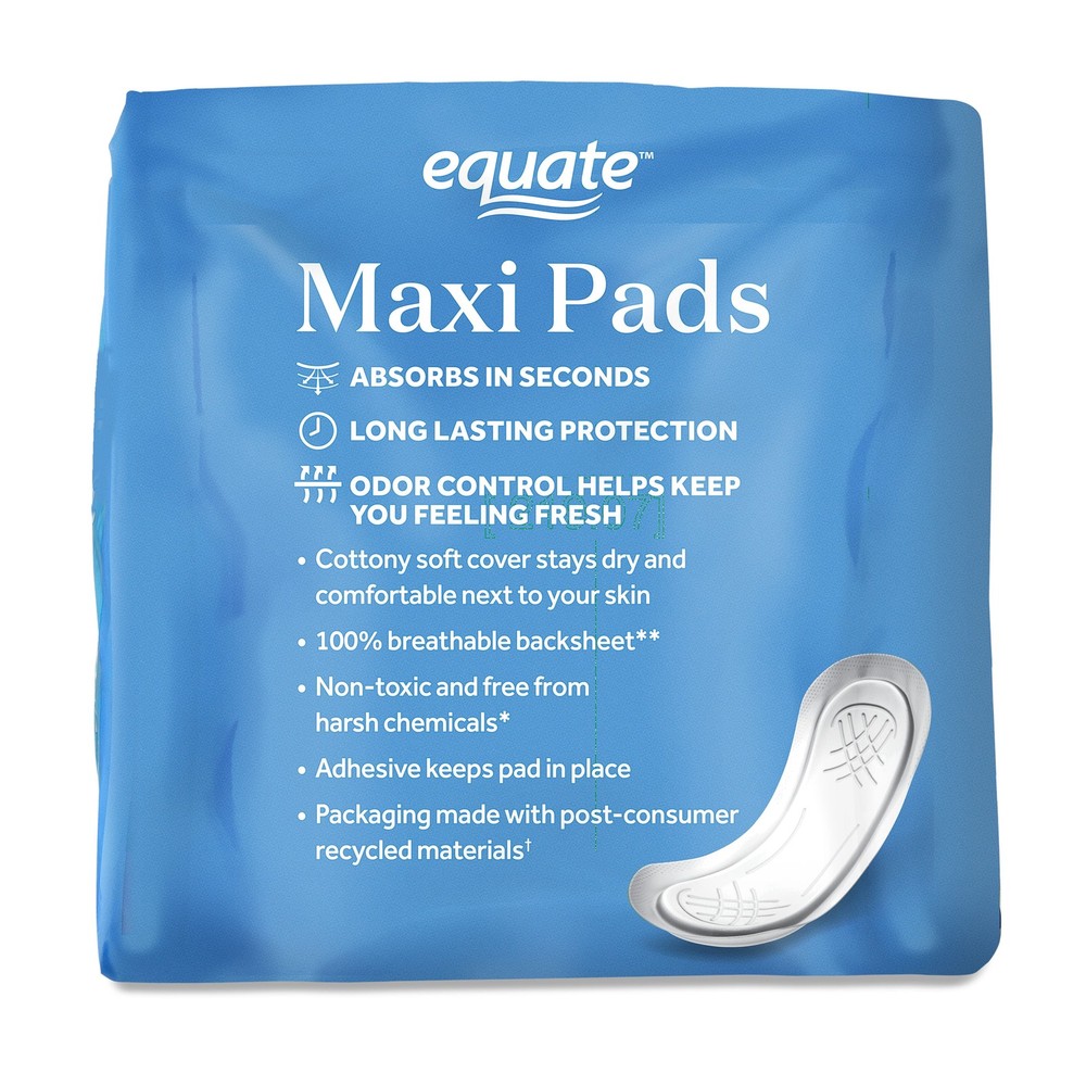 (3 Pack) Maxi Pads, Super Absorbency, Size 2, 48 Count