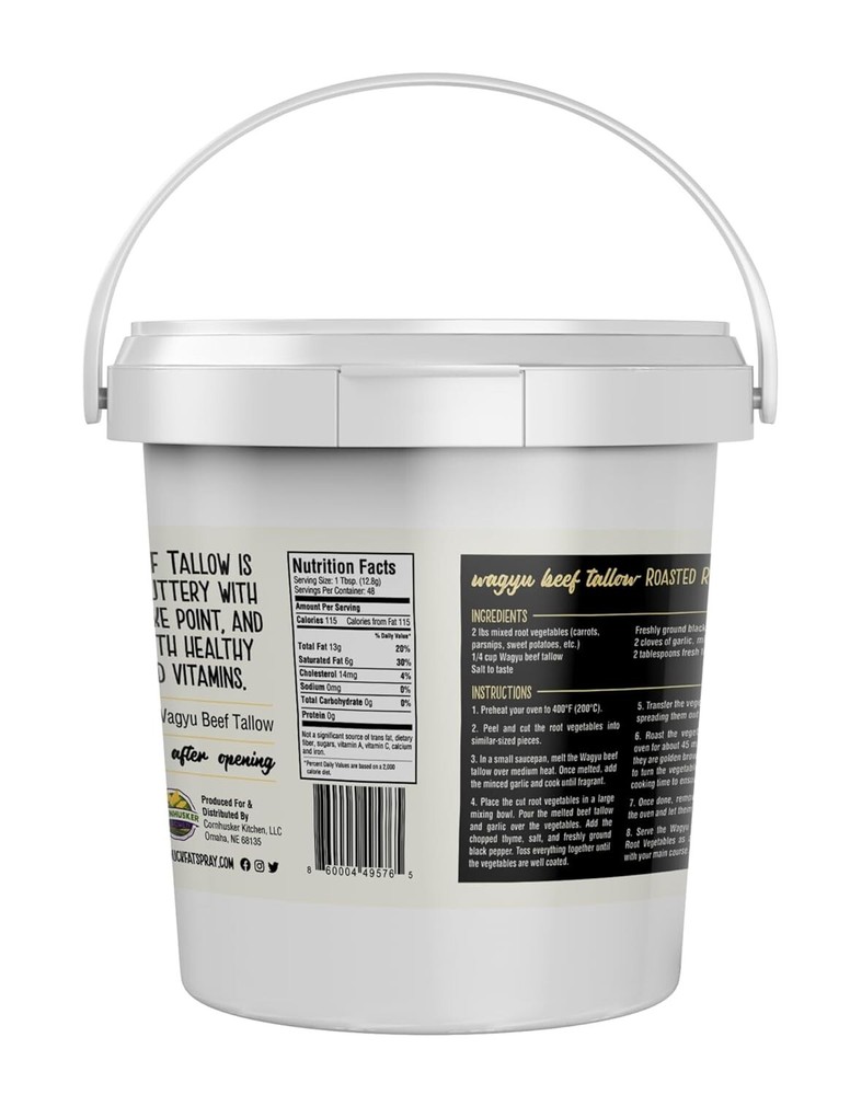 Cornhusker Kitchen Premium Grass-Fed Wagyu Beef Cooking Tallow 49576-BeefTallow