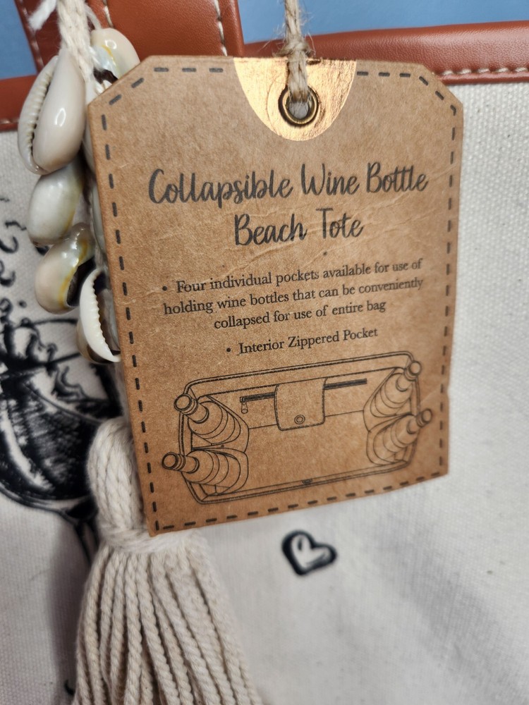 NWT COLLAPSIBLE WINE BOTTLE BEACH TOTE