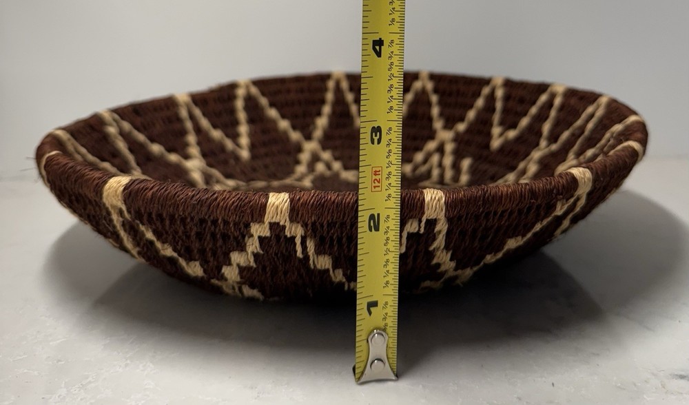 Handwoven Brown and Tan Decorative Basket Boho