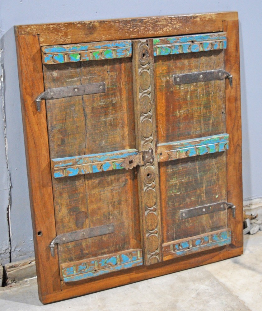 Antique Wooden Wall Décor Window Panel Frame Original Old Hand Crafted