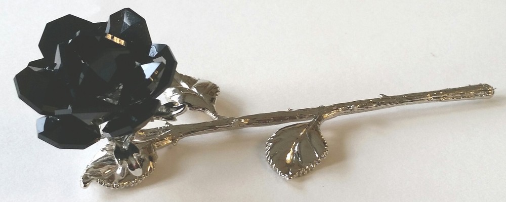Black Rose - Black Crystal Rose Handcrafted Using Swarovski Crystal