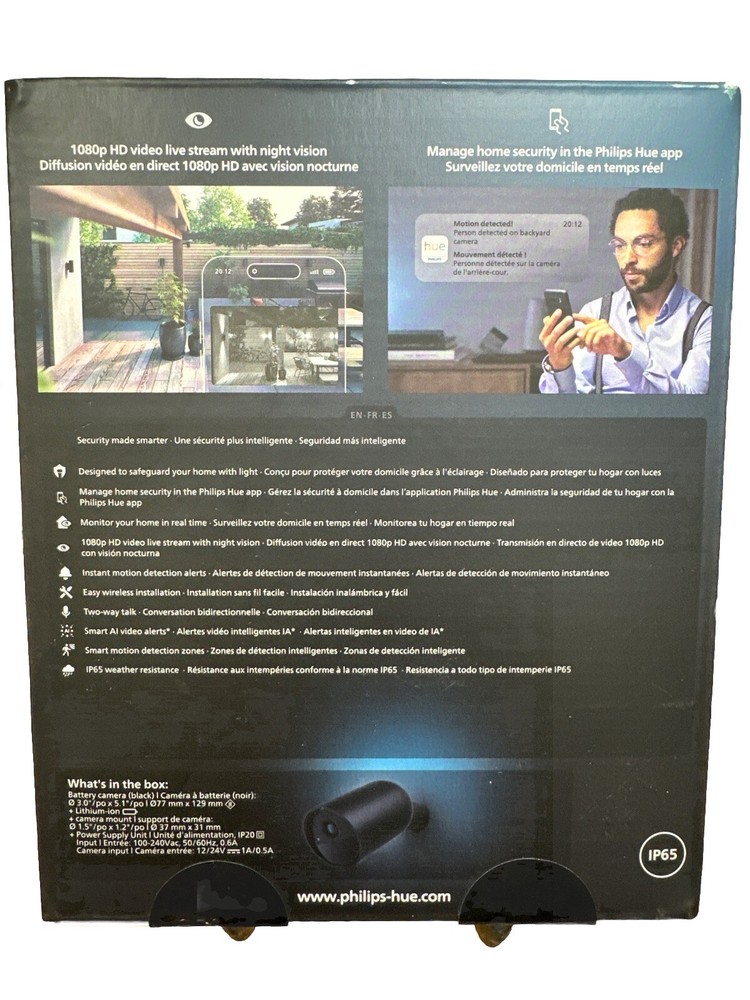 Philips Hue Secure Battery-Powered Smart Home Security Camera, Black - 1 Pack