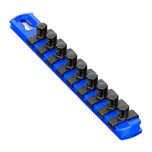Ernst 8408M 8 Magnetic Socket Organizer with 9 Socket Clips - Blue - 3/8
