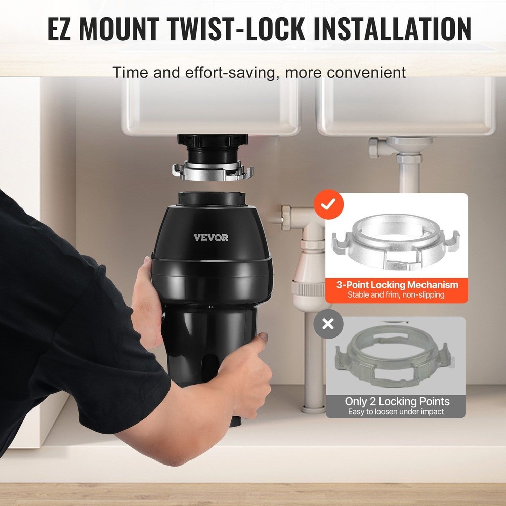 3/4 HP Garbage Disposal Continuous Feed EZ Connect Sound Reduction