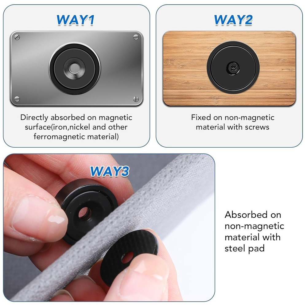 12-Pack Heavy-Duty Neodymium Cup Magnets - 70 lbs+ Pull Force, Easy Mounting