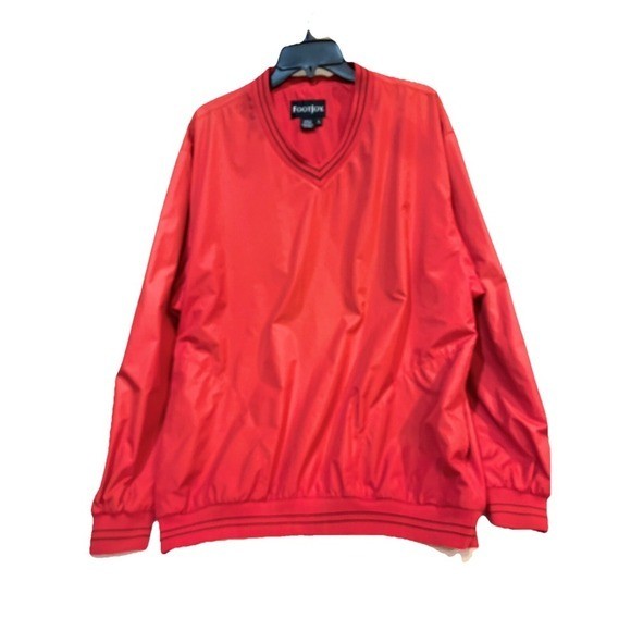 FootJoy Windbreaker Red Long Sleeve Men's Large Red Lined Pullover