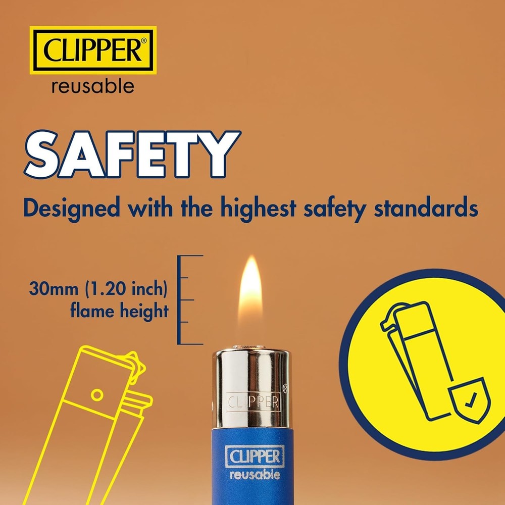 Clipper Metal Lighter - Refillable, Includes Case. Gold Style Butane Lighters