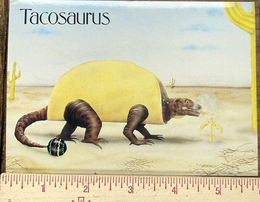 Two Whimsical dinosaur postcards 4x6 un-posted
