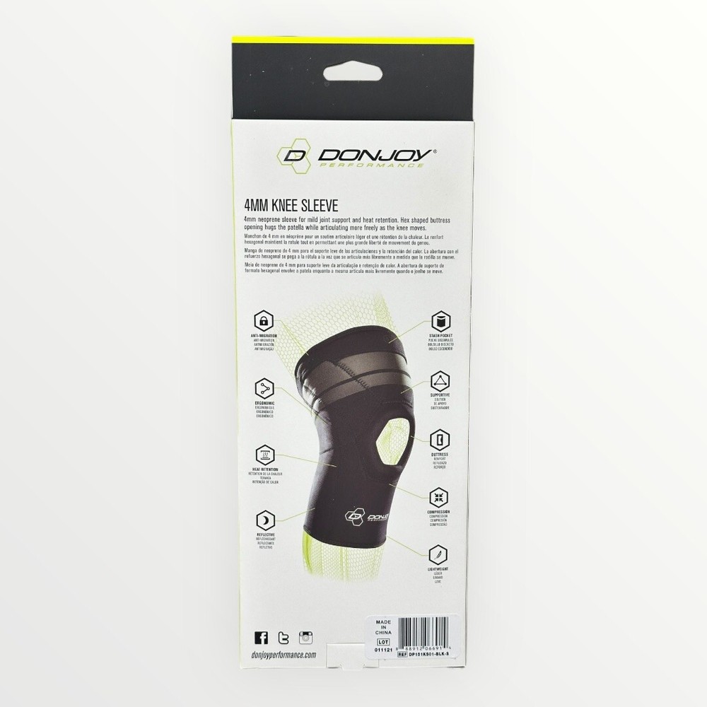DonJoy Performance 4MM Knee sleeve with hex shaped patella support