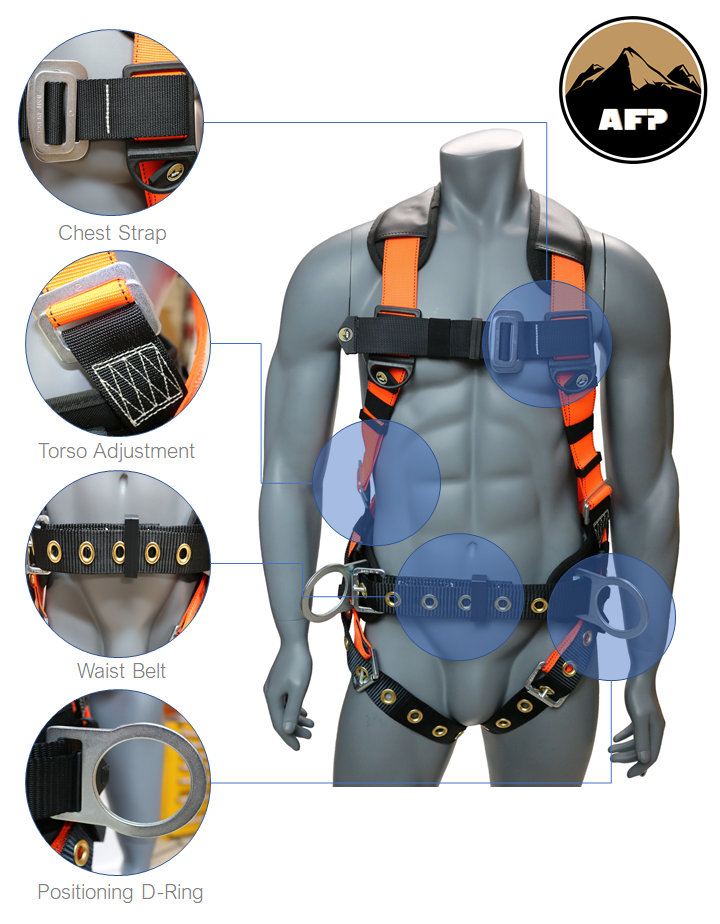 Full Body Safety Harness Fall Protection 3D-Ring Back Support Belt Shoulder Pad