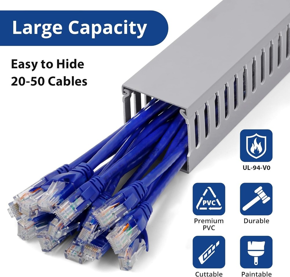 Professional Under-Desk Cable Management Raceway - Durable and Stylish Grey PVC