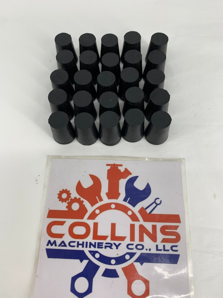 Size 1 Black Rubber Stoppers Solid Natural Rubber Top .75" Bottom .56" Lot of 25