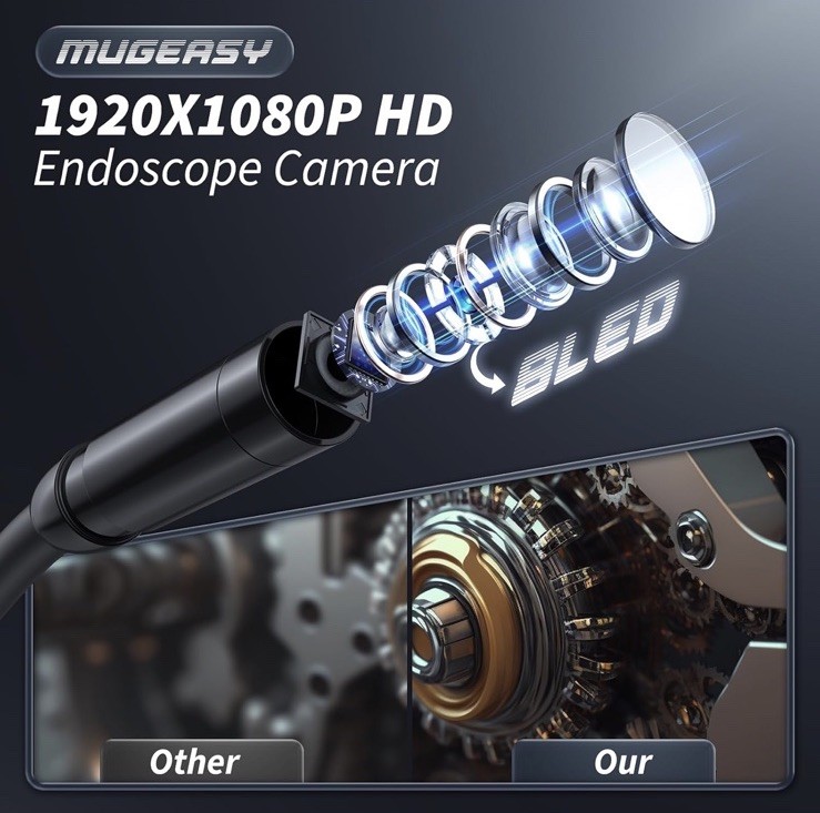 Endoscope Camera with Light, Inspection Borescope Camera with 4.3" IPS Screen...