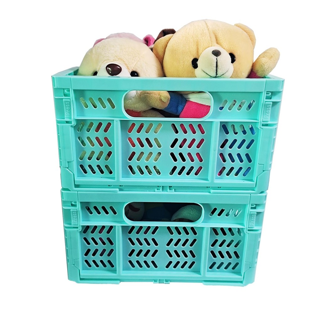 PTEREIW 20L Folding Crate, 4Pack Plastic Storage Baskets MIX COLOR-4PACK