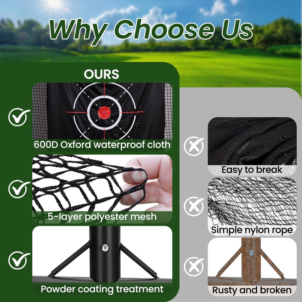10x6.7 ft Golf Practice Hitting Net with Frame, Netting, Target and Accessories