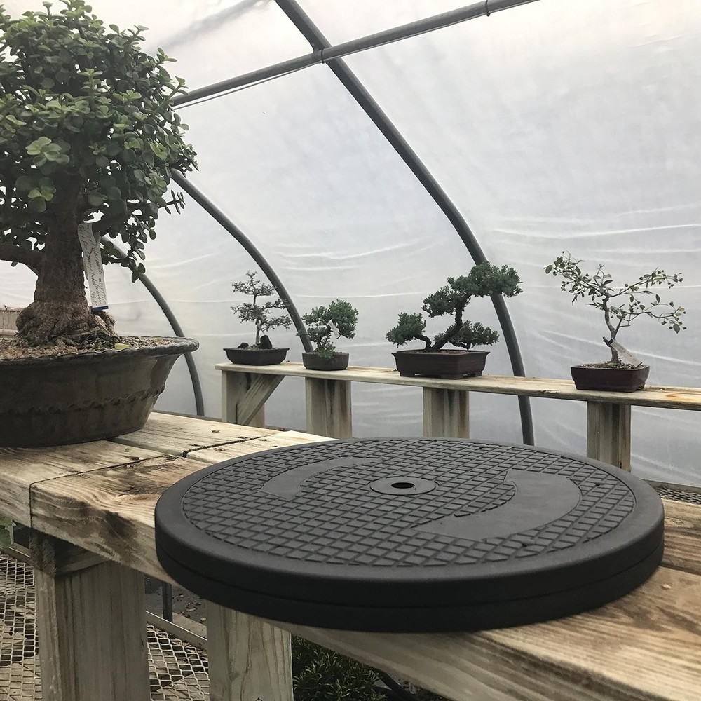 Mighty Mini Bonsai Tree Turntable 12.5" Base Stainless 12.5", Black