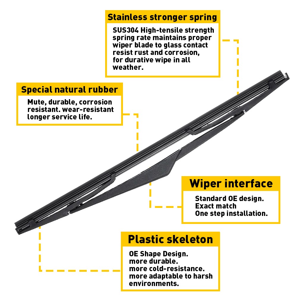 Rear Wiper Arm & Blade For 2012-2018 Ford hatchback Focus Back Windshield Wiper