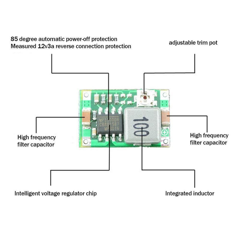 2pcs Mini360 3A DC Voltage Step Down Power Converter Buck Module 3.3V 5J4