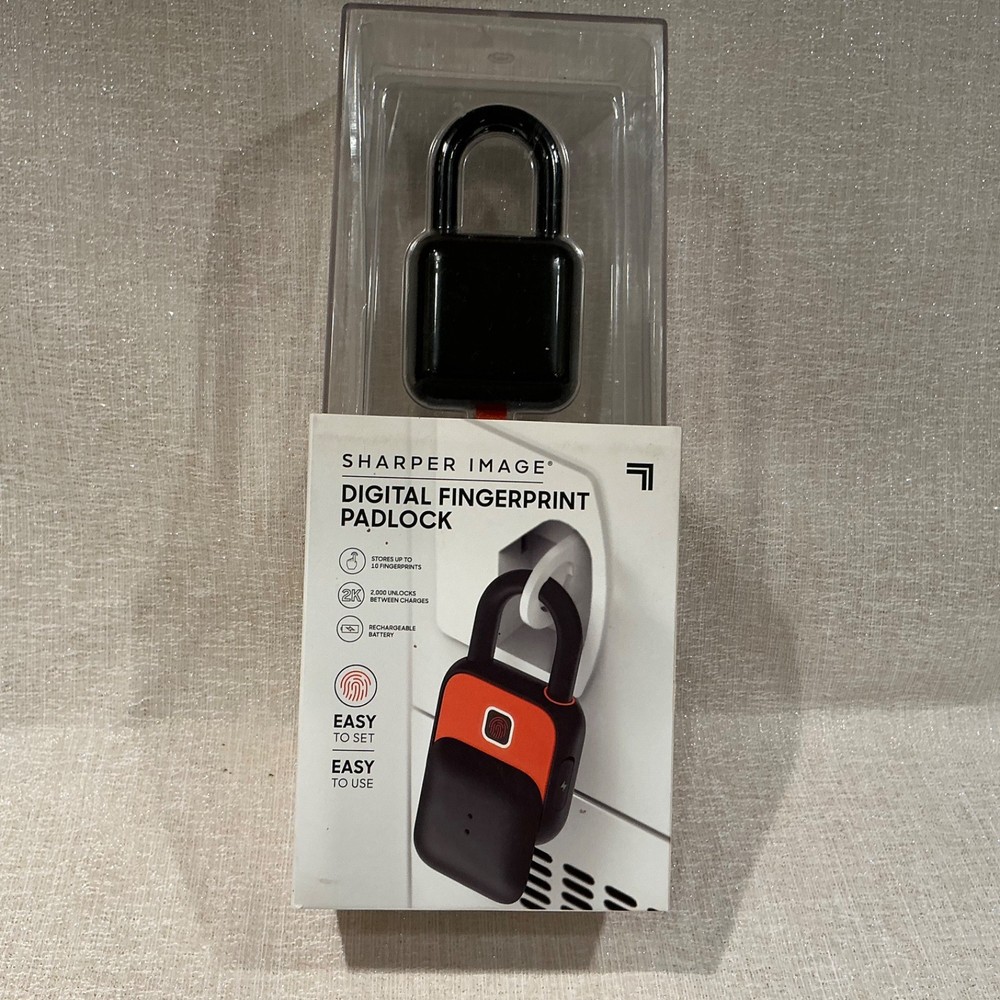 Sharper Image DIGITAL FINGERPRINT PADLOCK, Black.
