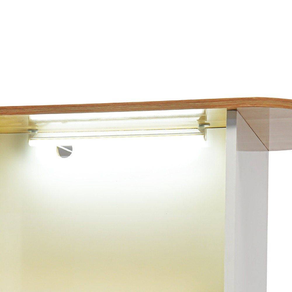 Reception Desk with LED Lights - Modern Office Front Counter & Storage