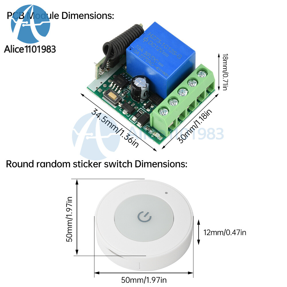 433Mhz Universal Wireless Remote Control Switch DC 12V Receiver Transmitter Set