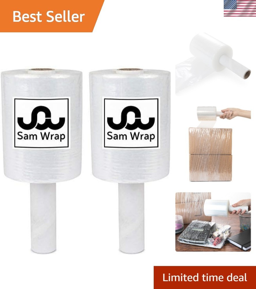 80-Gauge Extra Thick Stretch Wrap Roll with Handle - 2 Pack for Safe Transport