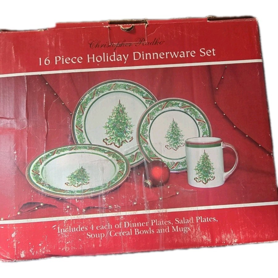 Vintage Christopher Radko Christopher's Tree 16 Piece Dinnerware Set Excellence