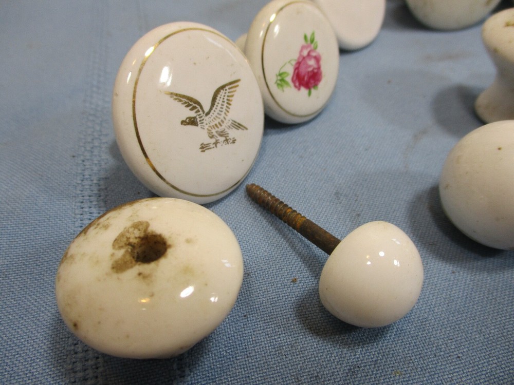 23 Porcelain Knobs / Pulls - Antique & Vintage - Nice, Worn, Used Condition