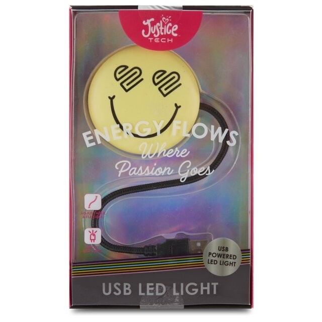 JUSTICE TECH Desktop USB Light Adjustable, Flexible & Bright - SMILEY - NIB