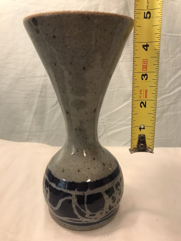 Mid century studio art stoneware pottery goblet 