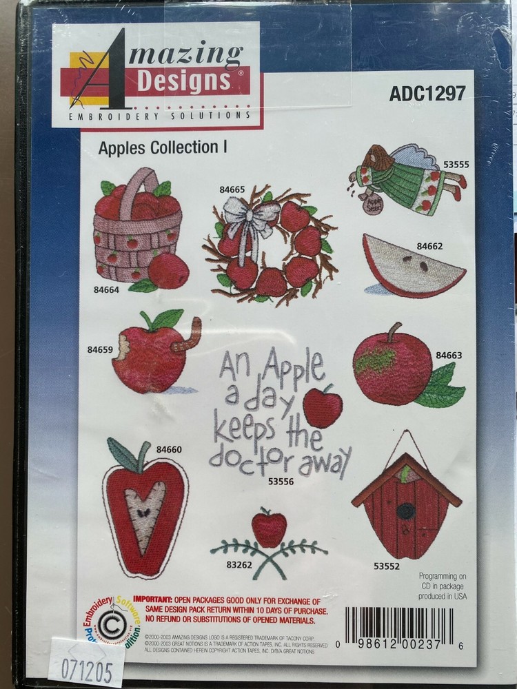 Amazing Designs Embroidery Software Apples Collection 1