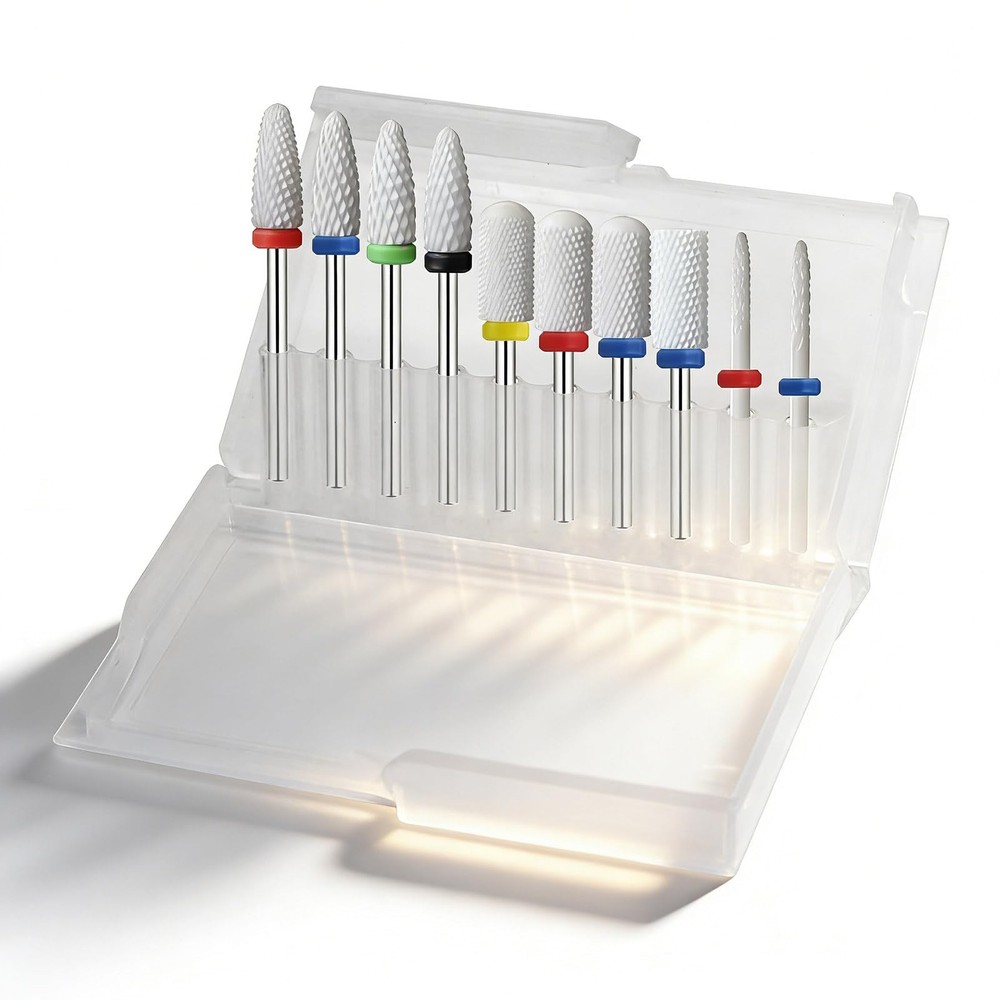 Ceramic Nail Drill Bits 10Pcs- 3/32 10 Count (Pack of 1), Assorted