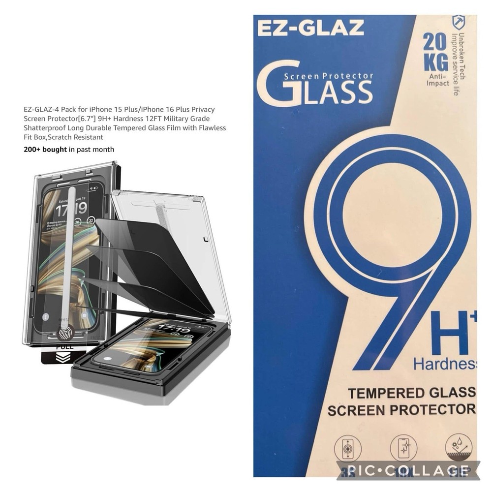 EZ-GLAZ-4 Pack Privacy Screen Protector For iPhone 16 Plus