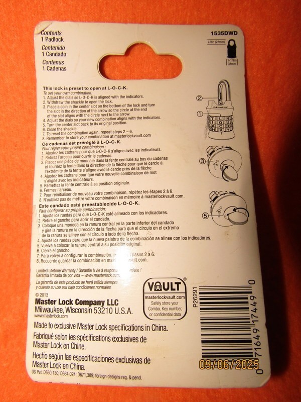Master Lock Word Combination Lock, Set Your Own Word Letter