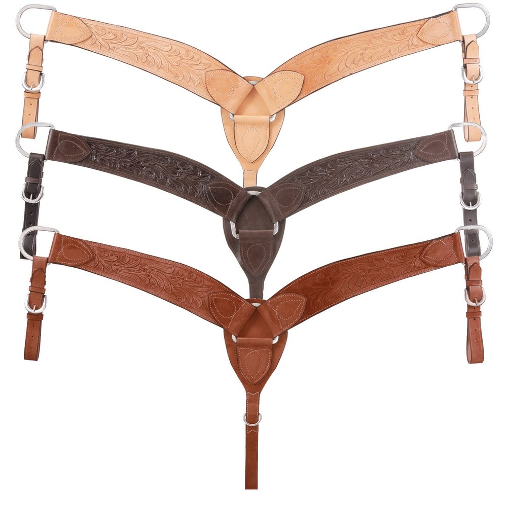 Western Saddle Ranch Style Breastcollar - Fully Tooled Leather