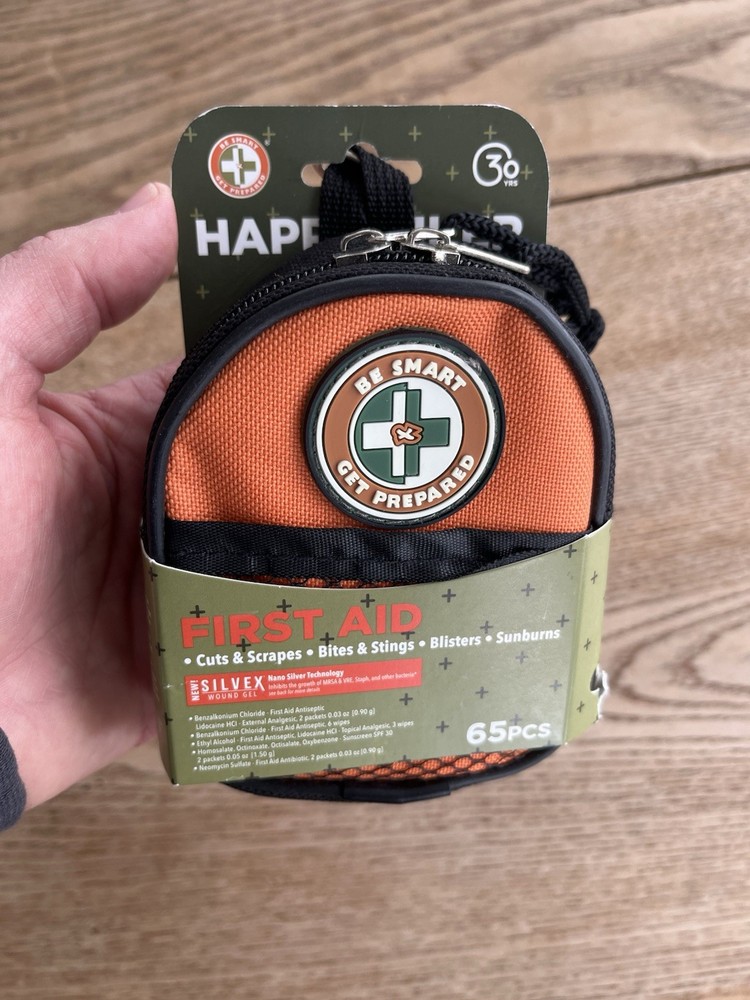 First Aid Kit, 65 Pieces, Mini Backpack, Happy Camper