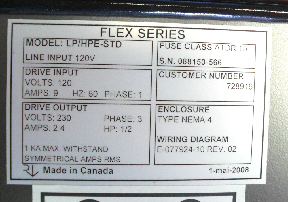 Orion Nedco H-LE Control Panel Assy. LP/HPE-STD FLex for shrink wrap machines