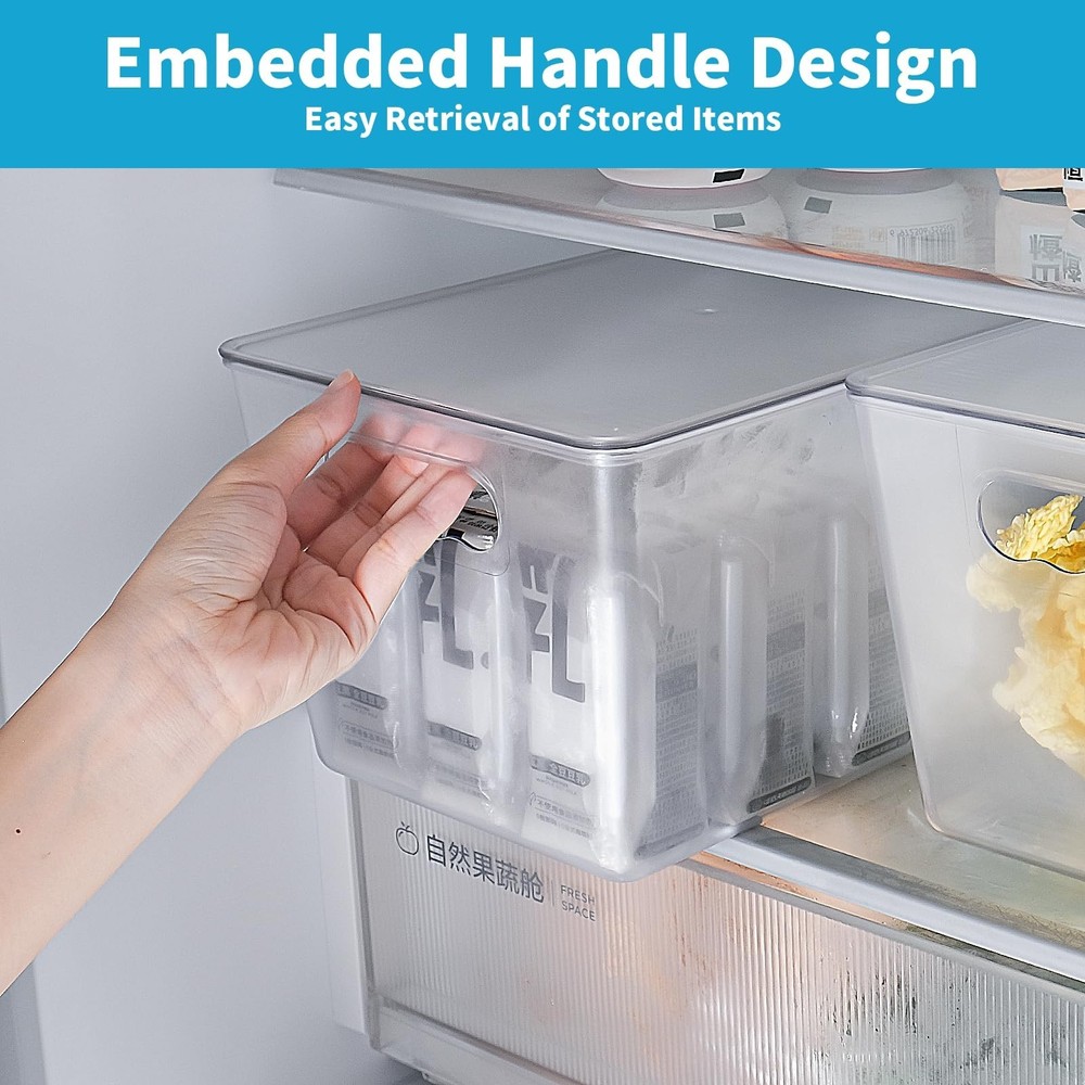 6 Pack Clear Stackable Storage Bins with Lids, Large Plastic Pantry Organizer...