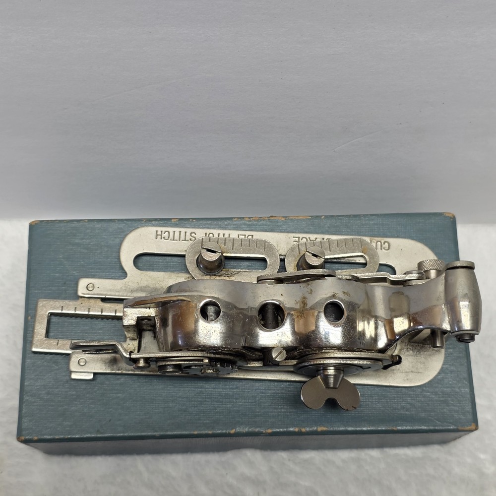 Vintage Industrial Sewing Machine Buttonhole Attachment With Box