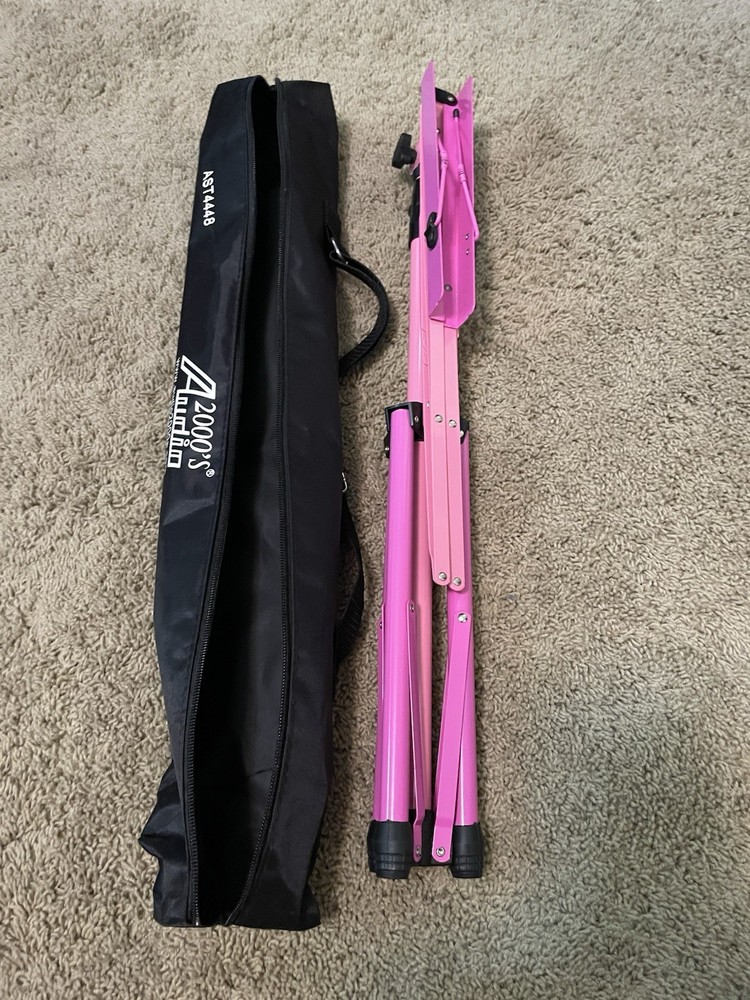 Audio2000'S 4448 Portable 60" Music Stand Adjustable Folding Pink
