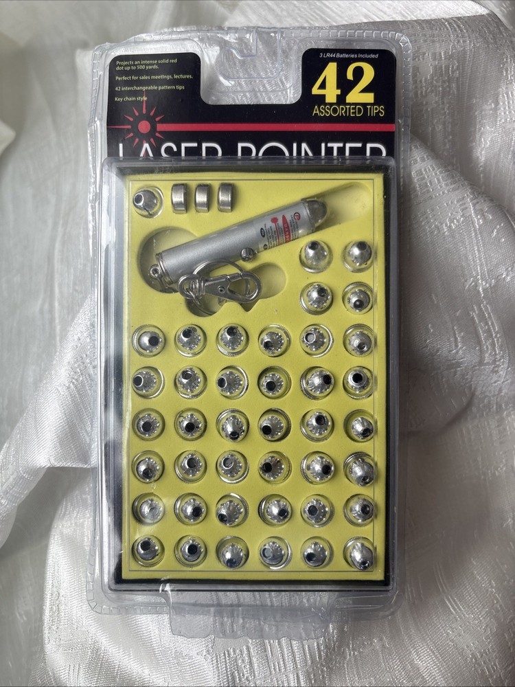 Laser Pointer Keychain with 42 Interchangeable Asst. Pattern Tips