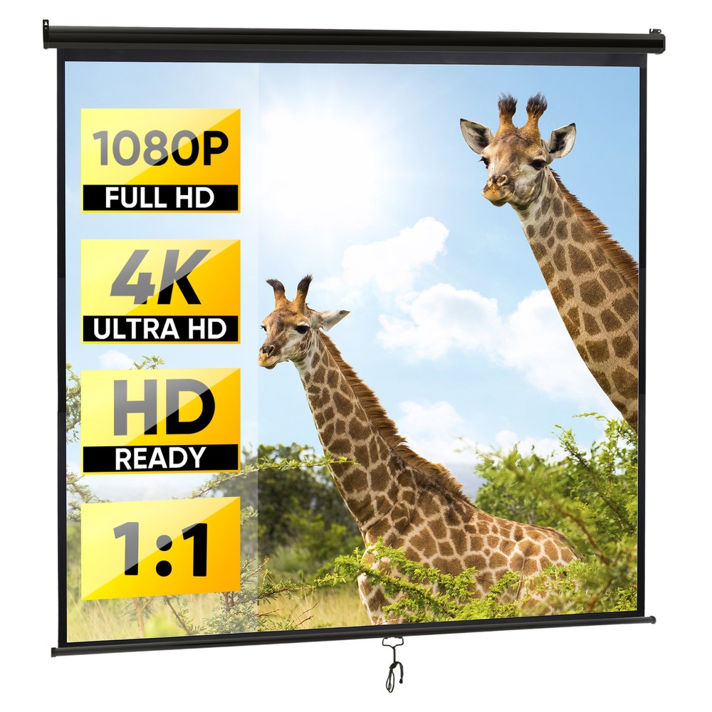 Projector Screen Manual Pull Down 120" Projection Screen for Home Cinema Black