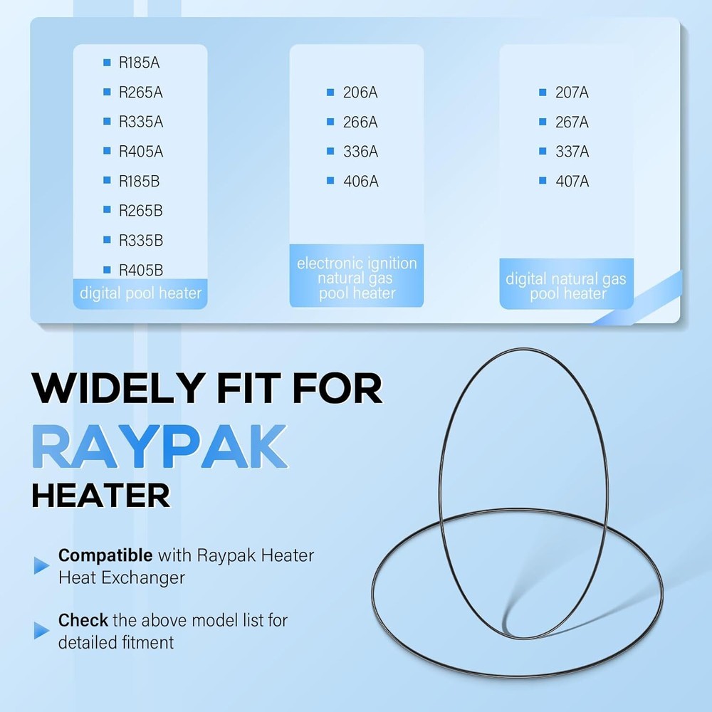 for Raypak Heater O-Ring Gasket 006713F Pool Heater 185-405 206-406 207-407-Kit