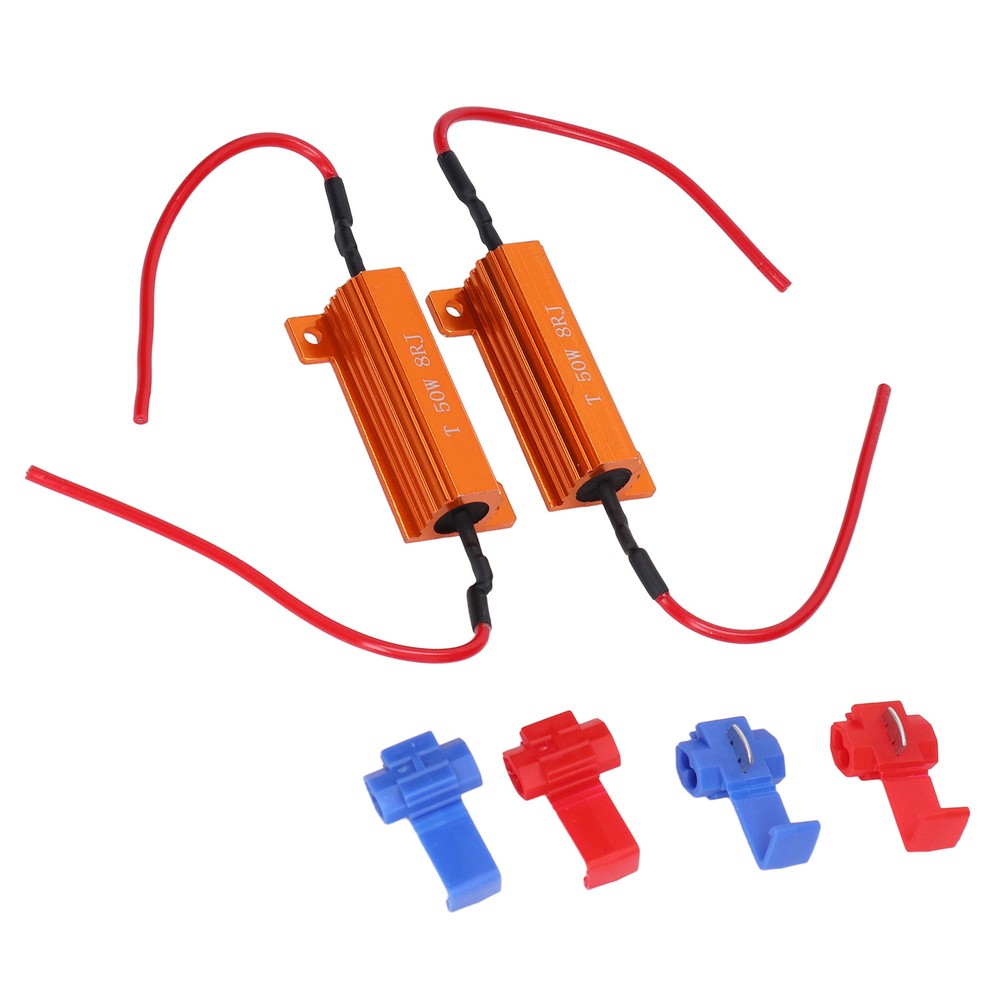2 Sets Load Resistor 50W 8Ohm Error Accessory Kit For LED Light DRL